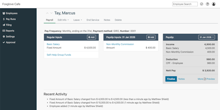 Screenshot of SimplePay
